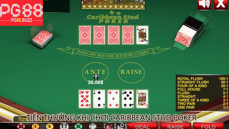 Tiền thưởng khi chơi Caribbean Stud Poker